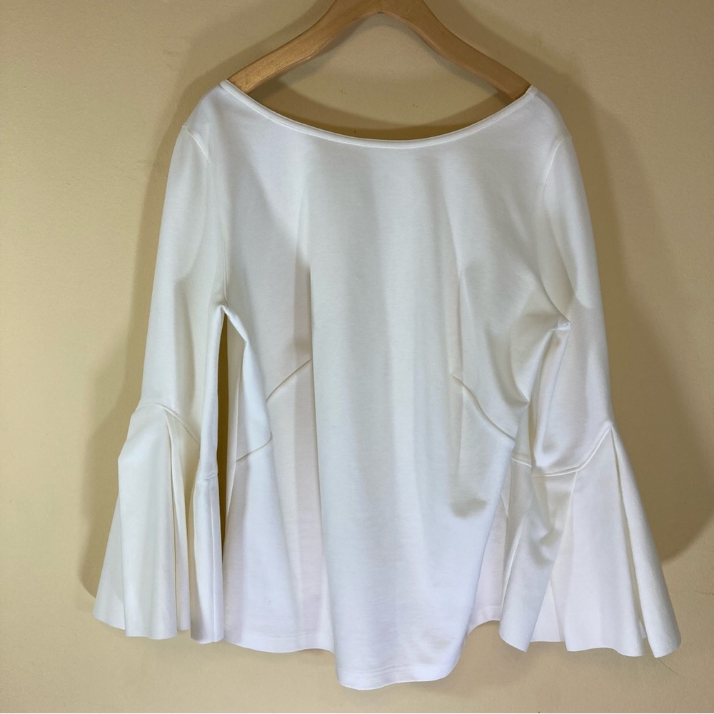Akris Punto White Bell-Sleeve Boatneck Top